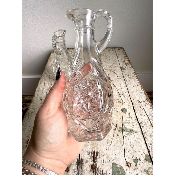 Vintage Anchor Hocking Early American Star Oil Vinegar Glass Decanter Pair - Picture 4 of 6